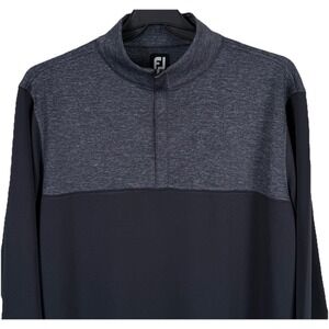 FootJoy Heather Yoke Half Zip Mid Layer Golf Pullover Mens L Black Performance